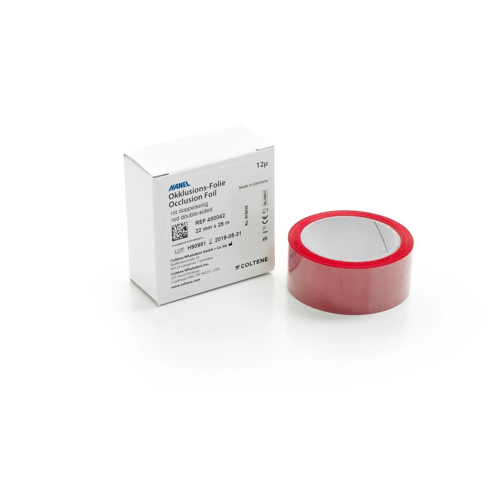 Hanel Occlusion Foil 12µ 2Sided Red 22mm, 25 m