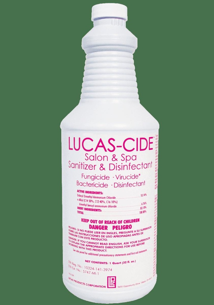 Lucas-Cide Concentrated Disinfectant & Sanitizer Solution - Quart, Pink