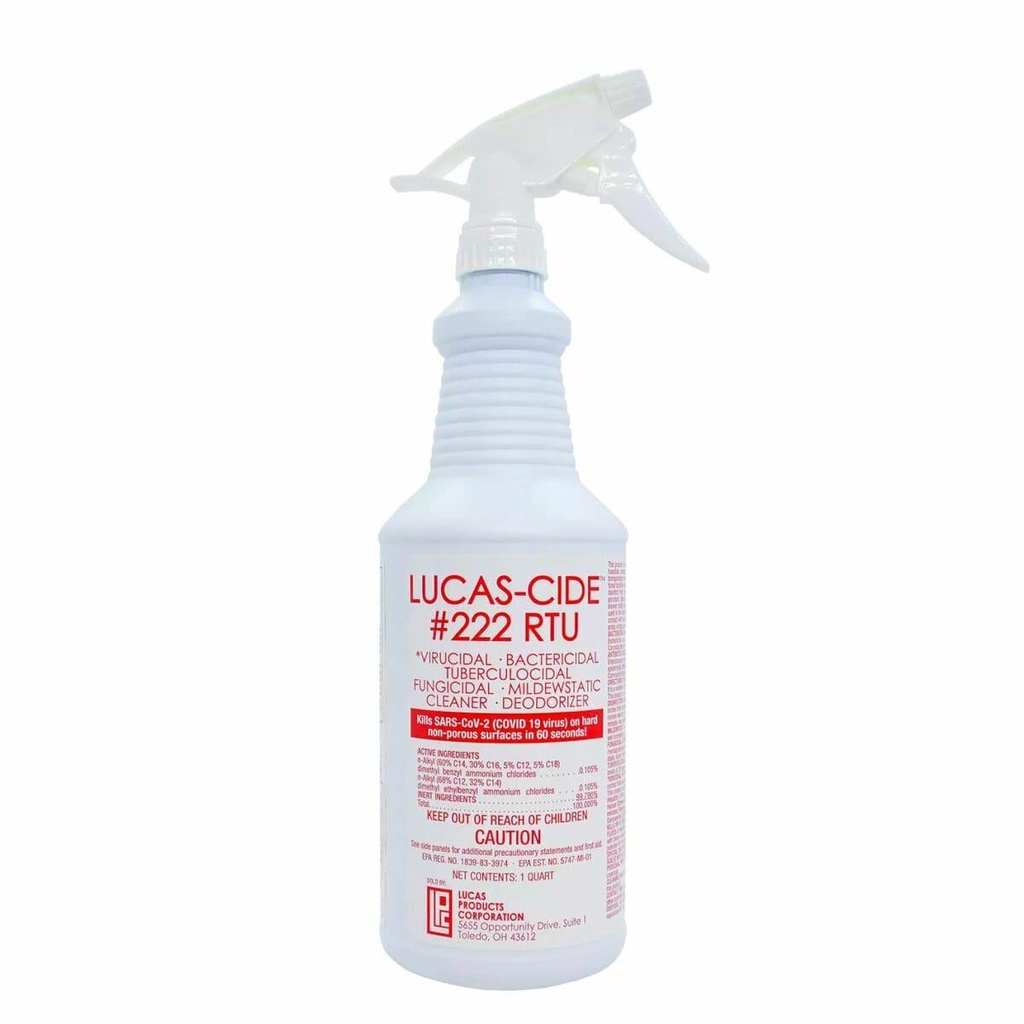 Lucas-Cide Surface Sanitizer Disinfectant, Ready to Use, Quart