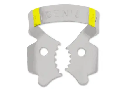 [H09963] HYGENIC FIESTA Color Coded Matte Finish Winged Clamp #12A Serrated Jaw Clamp, Upper Left Molars