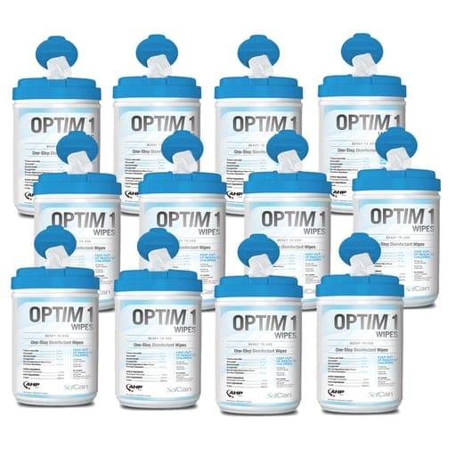 [OPT1-W12-CS] Optim 1 One-Step Cleaner & Disinfectant, 6" x 7", 160 Wipes/Can, Case of 12