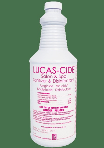 [9060] Lucas-Cide Concentrated Disinfectant & Sanitizer Solution - Quart, Pink