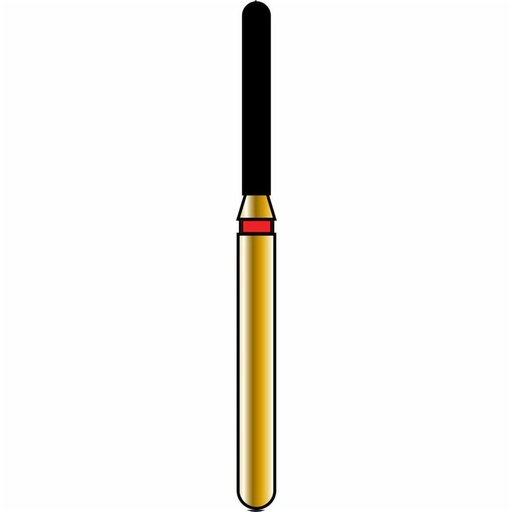 [G881-314-012-08.0-F] Round End Cylinder Gold Diamond Burs